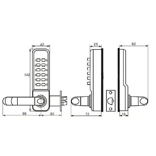 Комплект замка LOCKOD LC180 (BS60мм) механічний кодовий - Фото №8
