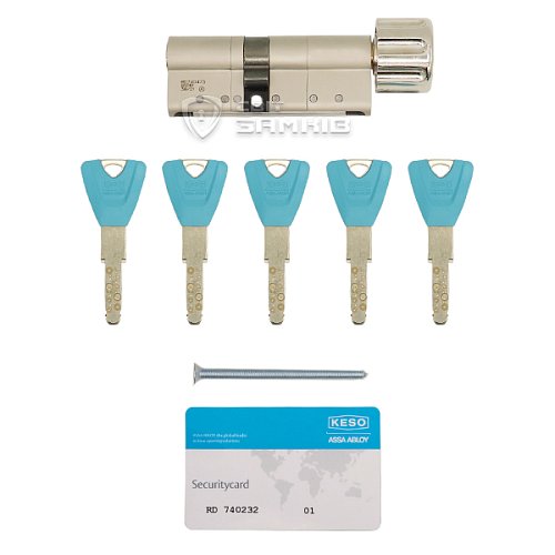 Циліндр KESO 8000 80T (35*45T) нікель сатин 5 ключів - Фото №8