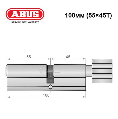 Циліндр ABUS S60P 100T (55*45T) нікель - Фото №7