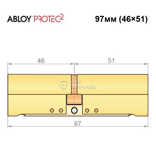 Циліндр ABLOY Protec2 97 (46*51) латунь полірована - Фото №8