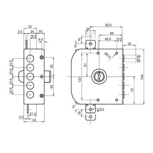 Замок накладний POTENT 500 (BS60мм) лівий 3 ключа - Фото №6