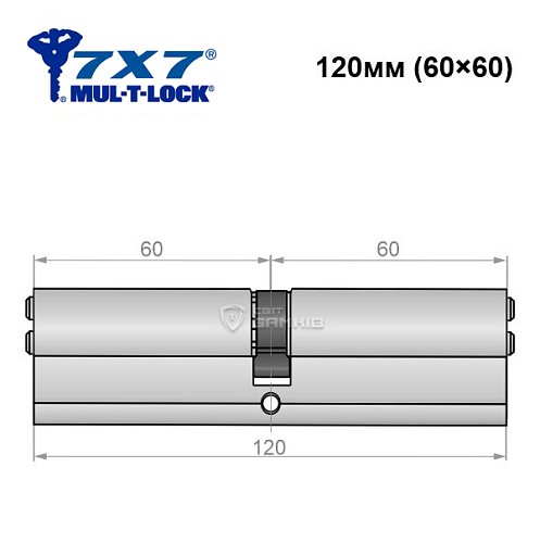 Циліндр MUL-T-LOCK 7x7 120 (60*60) нікель сатин - Фото №4