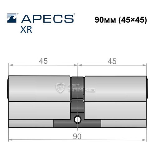 Циліндр APECS XR 90 (45*45) нікель сатин - Фото №4