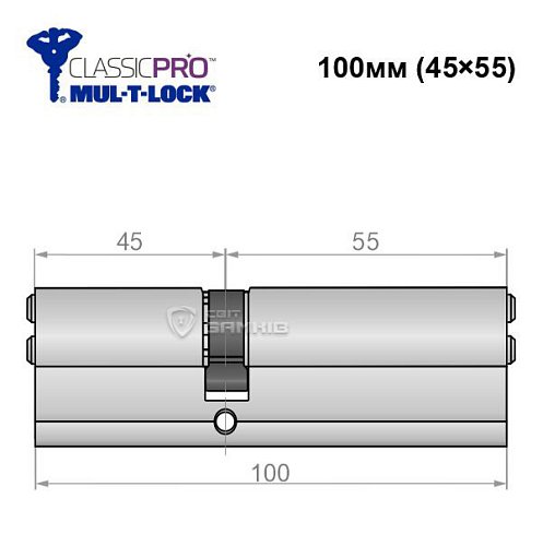 Циліндр MUL-T-LOCK MTL400/Classic Pro MOD 100 (45*55) (модульний) нікель сатин - Фото №5