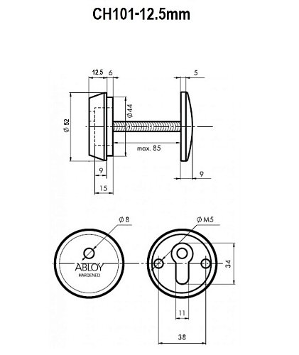 Протектор ABLOY CH101 12,5мм 40-80мм хром-сатин - Фото №5