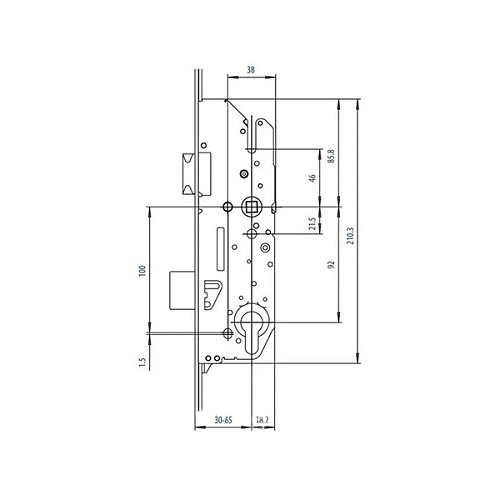 Механізм замка FUHR 855GL бочка 35 мм рейка 2170 мм - Фото №6