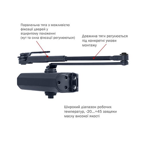 Дотягувач RYOBI DS-1554P PRL HO з фіксацією до 60кг Сірий антрацит - Фото №4