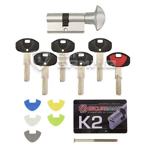 Циліндр SECUREMME K2 70T (35*35T) матовий хром - Фото №5