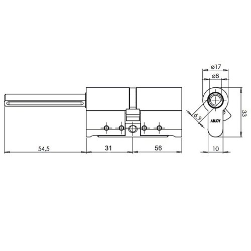 Циліндр ABLOY Protec2 87T (56*31T) зі штоком хром полірований - Фото №8