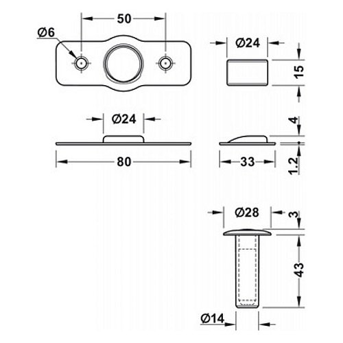 Стопор дверний прихований FANTOM PREMIUM магнітний хром - Фото №8