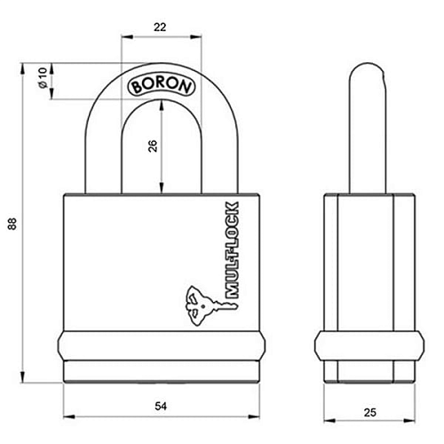 Замок навісний MUL-T-LOCK NE10G 7x7 (3 ключа) - Фото №7