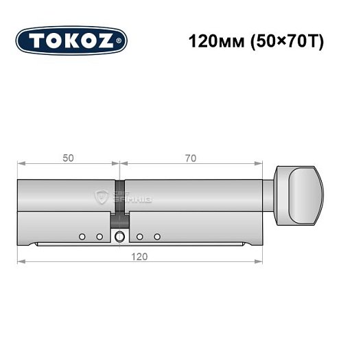 Циліндр TOKOZ Pro300 120T (50*70T) нікель матовий - Фото №8