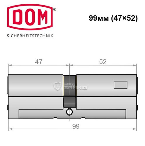 Циліндр DOM Diamant 99 (47*52) нікель сатин - Фото №4