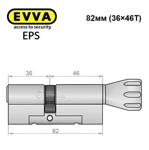 Циліндр EVVA EPS 82T (36*46T) нікель сатин - Фото №5