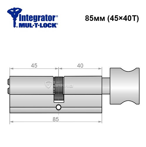 Циліндр MUL-T-LOCK Integrator 85T (45*40T) нікель сатин - Фото №6