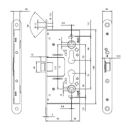 Електромеханічний замок TESA CF6STRSR9ZCEROB (BS65*72мм) - Фото №4
