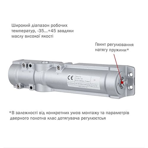 Дотягувач ABLOY DC250 CAM BC EN1-6 без тяги  до 120кг FIRE Сірий - Фото №3