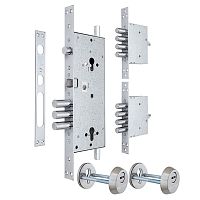 Механізм замка MUL-T-LOCK 415G Двосистемний (BS63*85мм) хром комплект + 2 протектора матовий нікель