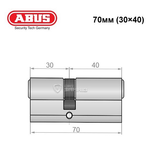 Циліндр ABUS S60P 70 (30*40) 5 ключів нікель - Фото №6