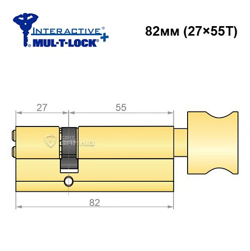 Циліндр MUL-T-LOCK MTL600/Interactive+ 82T (27*55T) латунь - Фото №6
