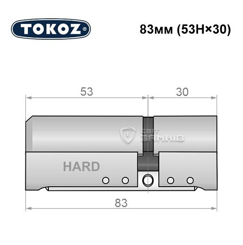 Циліндр TOKOZ Pro400 83 (53H*30) (H - гартована сторона) нікель матовий - Фото №8