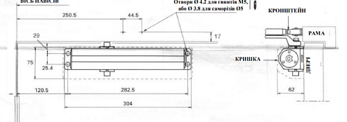 Дотягувач RYOBI DS-3550 BC/DA STD HO з фіксацією до 100кг Коричневий - Фото №13