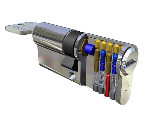 Циліндр TITAN K5 105T (40*65T) нікель сатин - Фото №6