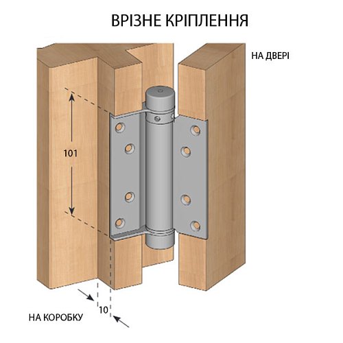 Завіс з пружиною ALDEGHI LUIGI 103AC100 100*37 мм AC хром - Фото №2