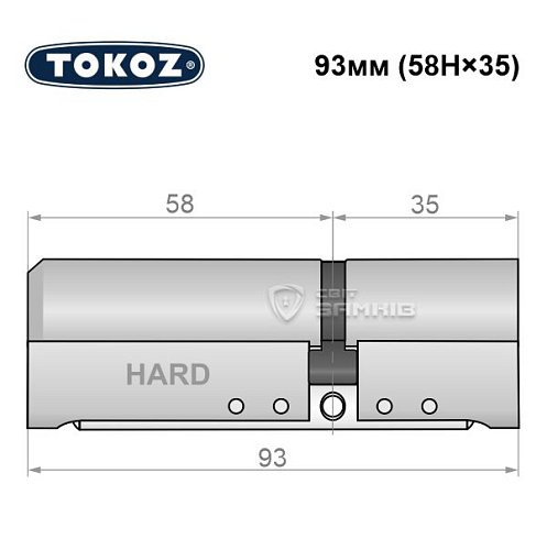 Циліндр TOKOZ Pro400 93 (58H*35) (H - гартована сторона) нікель матовий - Фото №8