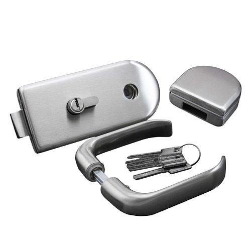 Комплект замка GLASS-M-TECH G-DL18 накладний для скляних дверей (скло-скло) сатин - Фото №1