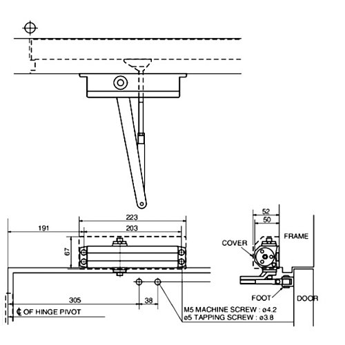 Дотягувач RYOBI DS-1554 STD HO з фіксацією до 80кг Блискучо білий - Фото №9