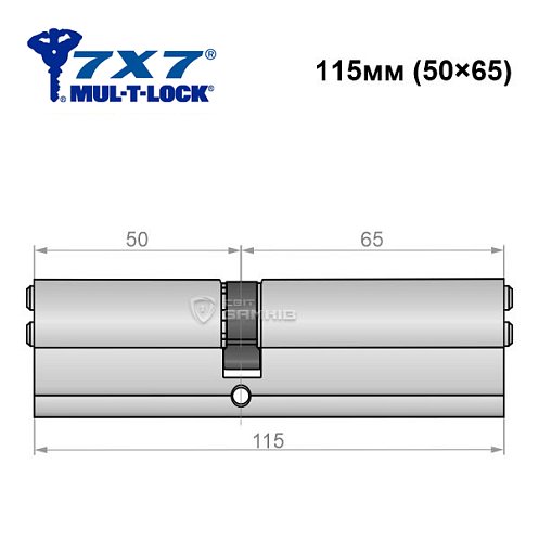Циліндр MUL-T-LOCK 7x7 115 (50*65) нікель сатин - Фото №4