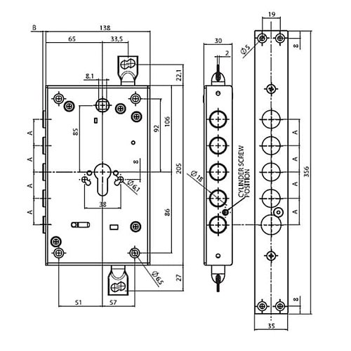 Механізм замка MUL-T-LOCK CTMA0328A01A L.O.G. (BS65мм) хром полірований без зв.планки - Фото №5
