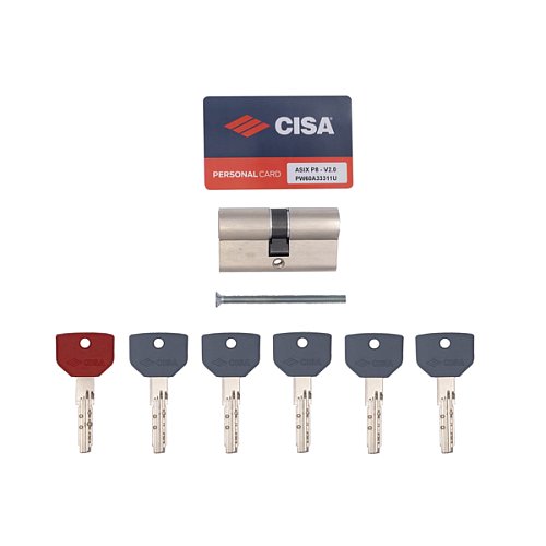 Циліндр CISA ASIX P8 PRO 60 (30*30) нікель матовий 5+1 ключ - Фото №6