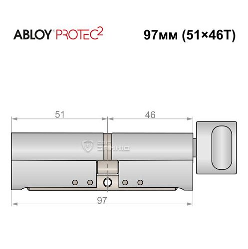 Циліндр ABLOY Protec2 97T (51*46T) хром полірований - Фото №5