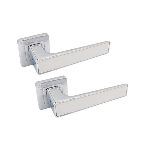 Ручки на розеті RDA Insert (Novelty-RY40) тонка розета хром/білий глянець