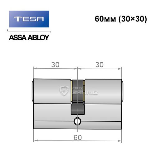 Циліндр TESA TE5 60 (30*30) нікель сатин 5 ключів - Фото №4