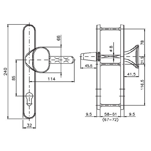 Ручки на планці ROSTEX Profile Z 85мм (58-61мм) білий - Фото №4