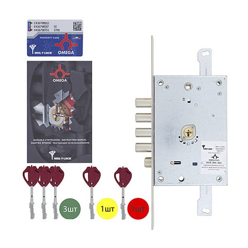 Механізм замка MUL-T-LOCK Omega OFMPA10328L 3in1 (BS65*85мм) хром полірований без зв.планки - Фото №6
