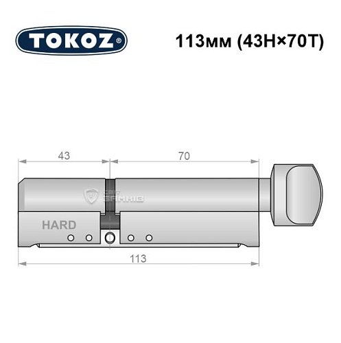 Циліндр TOKOZ Pro400 113T (43H*70T) (H - гартована сторона) нікель матовий - Фото №8