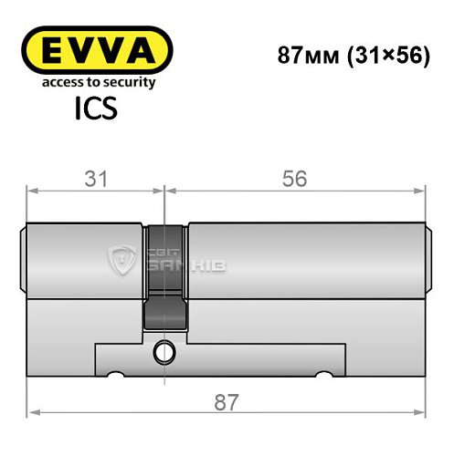 Циліндр EVVA ICS 87 (31*56) нікель сатин - Фото №6