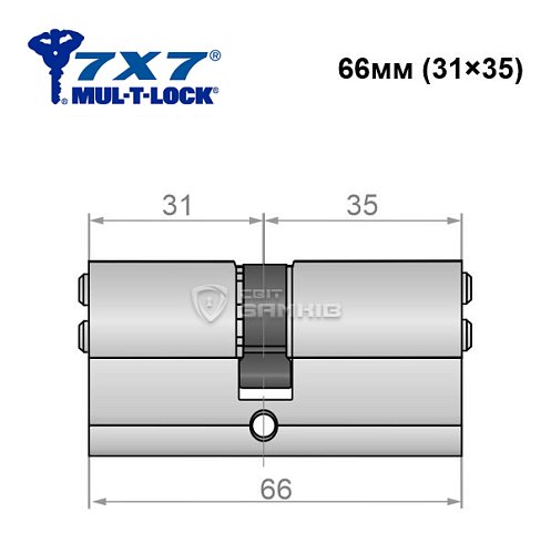 Циліндр MUL-T-LOCK 7x7 66 (31*35) нікель сатин - Фото №4