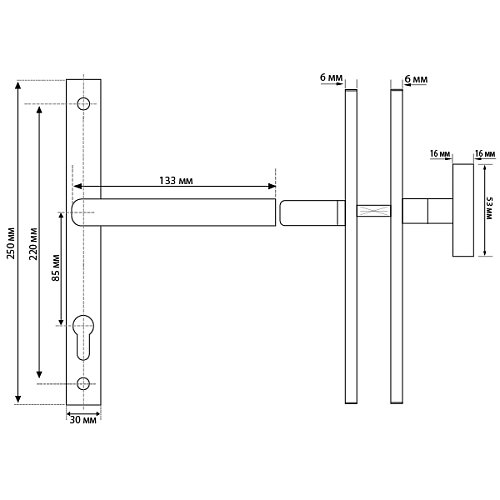 Ручки на планці ABARO Monaco FM фіксована-натискна нержавіюча сталь - Фото №5