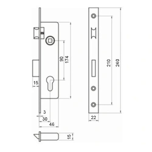 Механізм замка LOB Z-930B (BS30*90мм, 22мм)без зворот. планки - Фото №2