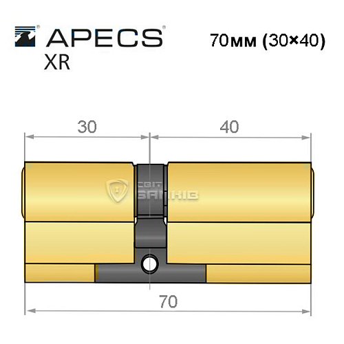 Циліндр APECS XR 70 (30*40) латунь матова  - Фото №4