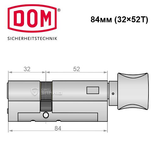 Циліндр DOM Diamant 84T (32*52T) нікель сатин - Фото №5