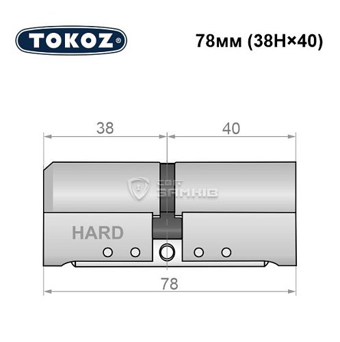 Циліндр TOKOZ Pro400 78 (38H*40) (H - гартована сторона) нікель матовий - Фото №8
