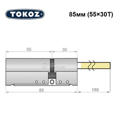 Циліндр TOKOZ Pro300 85T (55*30T) зі штоком нікель матовий - Фото №8