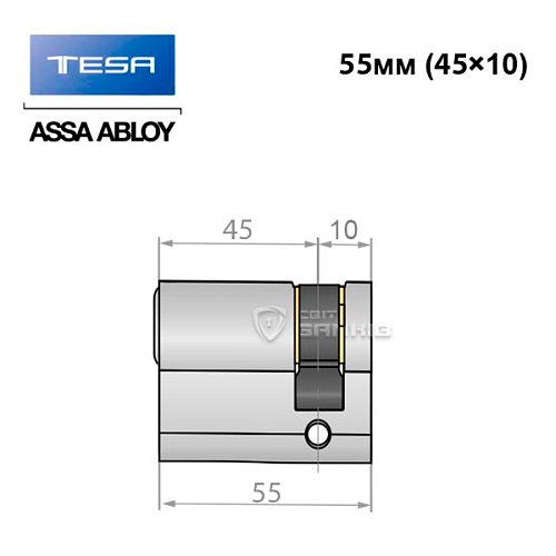 Циліндр половинка TESA TE5 55 (45*10) нікель сатин 3 ключа - Фото №8