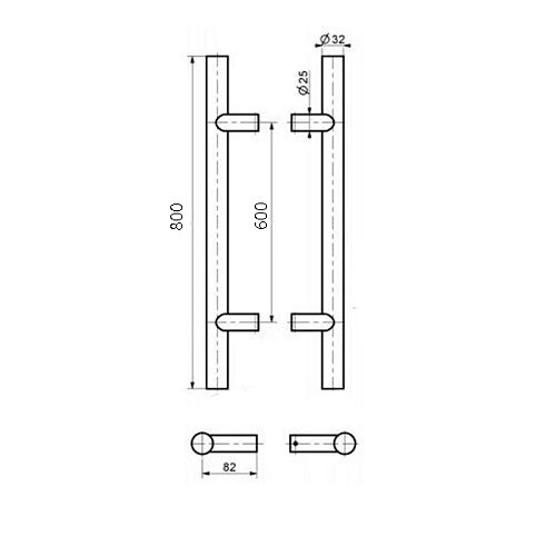 Ручки скоби MEDOS SS 800/600.90 (комплект) нержавіюча сталь - Фото №5